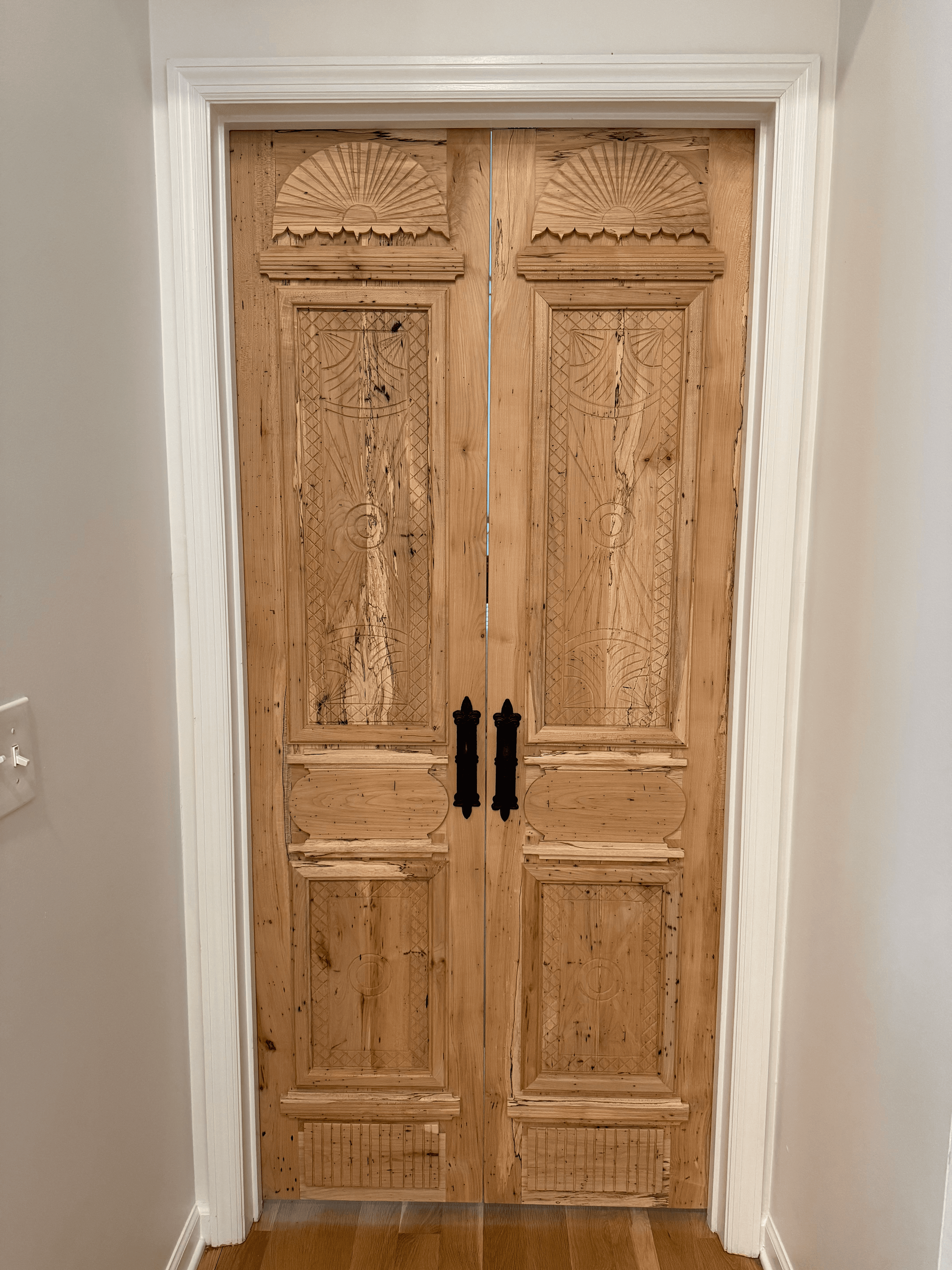 Hand Carved Colonial French Doors